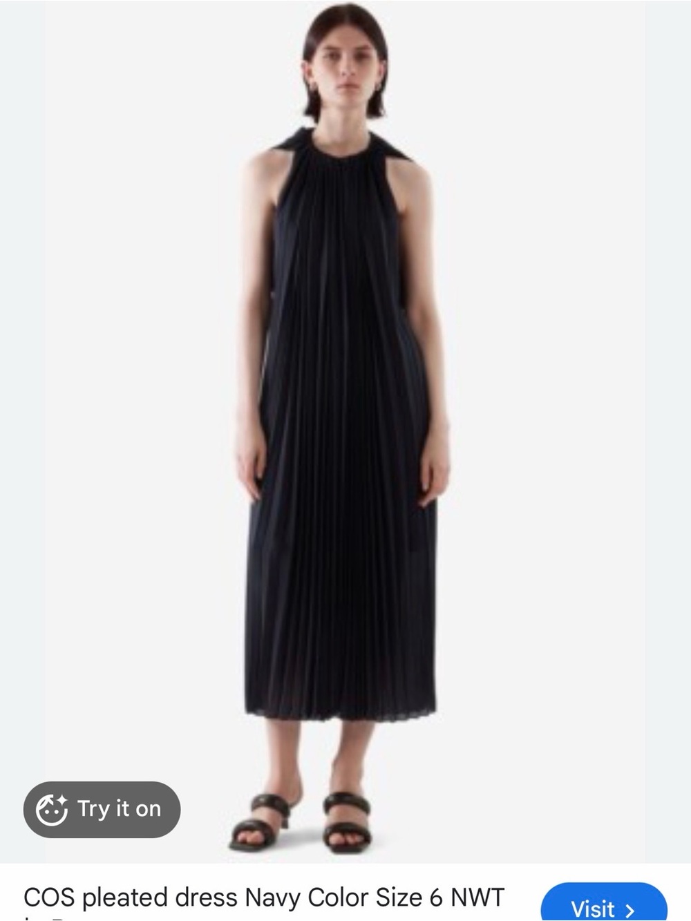 COS Black Pleated Sleeveless Maxi Dress LIKE NEW